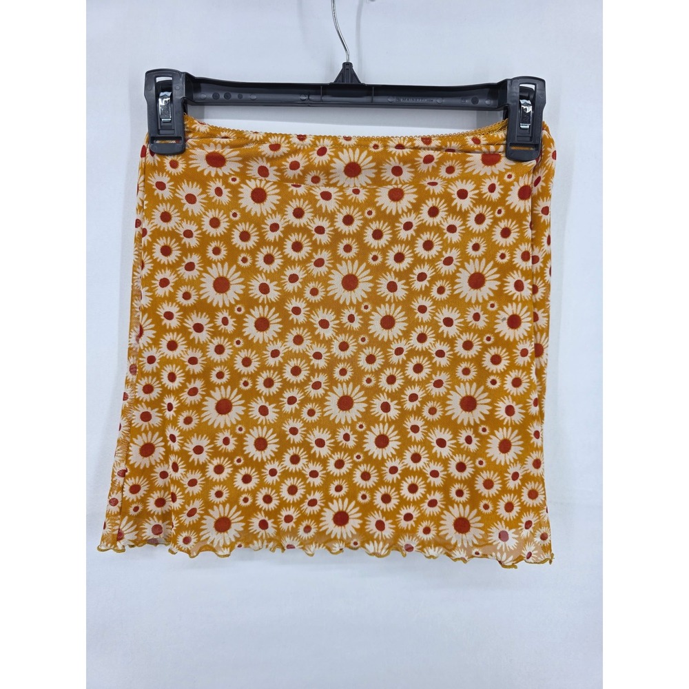 Urban Outfitters Yellow Daisy Mesh Mini Skirt Lettuce Edge Floral XS